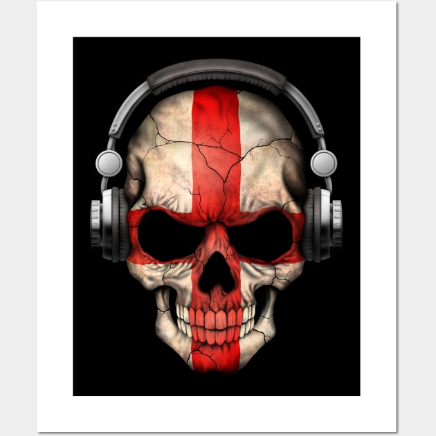 Dark Skull Deejay with English Flag Wall Art by jeffbartels